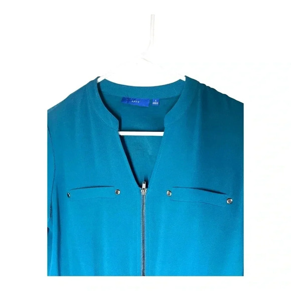 Apt 9 Teal Dress Size S Lightweight Mid Length Work Casual Drawstring Zip - Picture 4 of 4